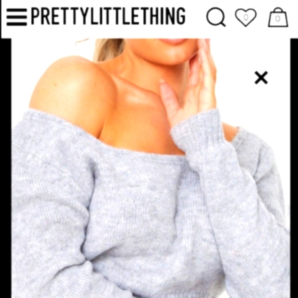 PLT off shoulder Cropped sweater